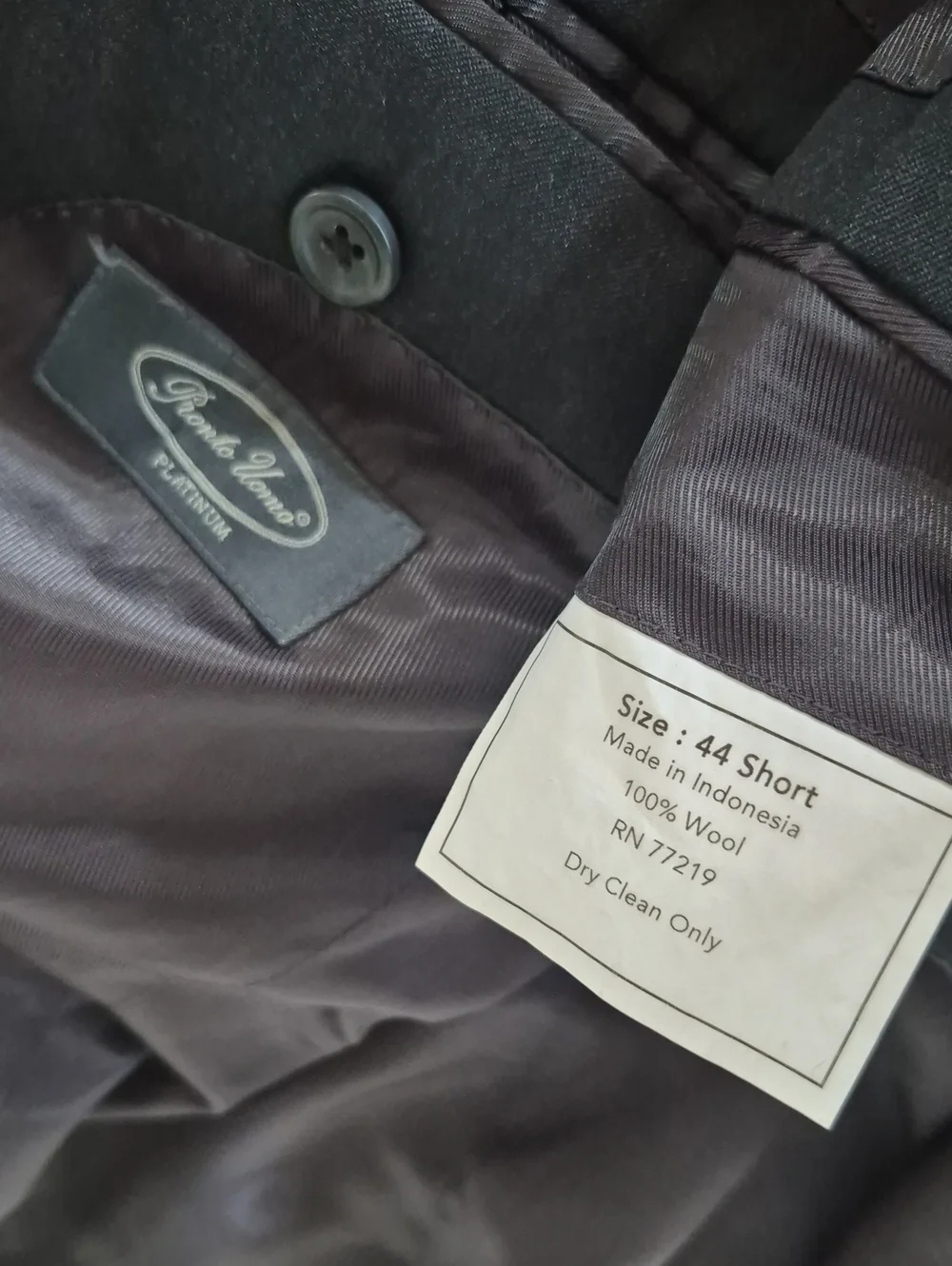 Pronto Uomo Platinum 100% Wool Three Button Blazer Sz 44 Short